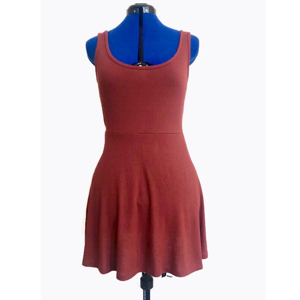 Forever 21 Medium Orange Knit Ribbed A Line Dress